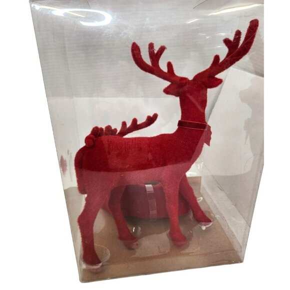 Red Velvet Reindeer Christmas Decor Set  Festive Holiday Decoration - Picture 6 of 6